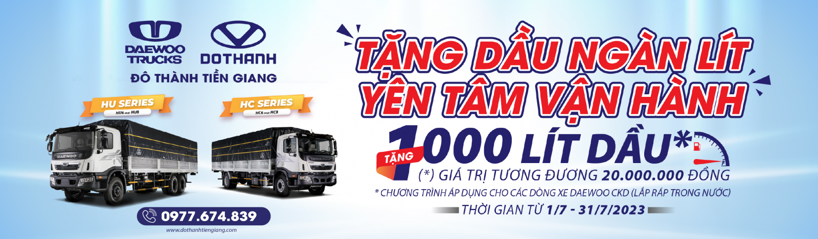 TẶNG 1000 LÍT DẦU DAEWOO TẶNG 1000 LÍT DẦU DAEWOO